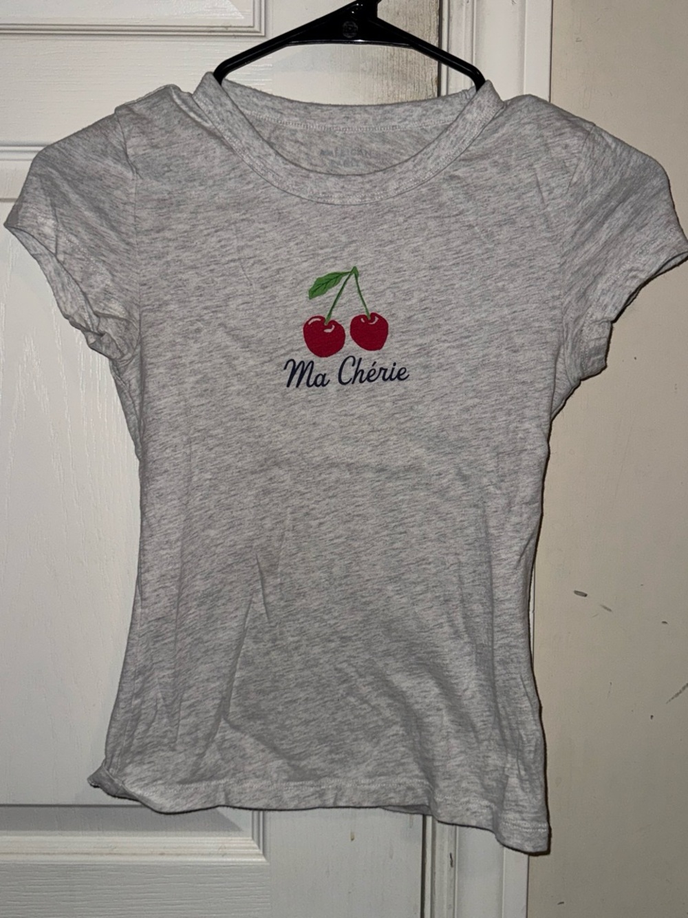 American Eagle Outfitters Gray Tee with Red Cherry Graphic
